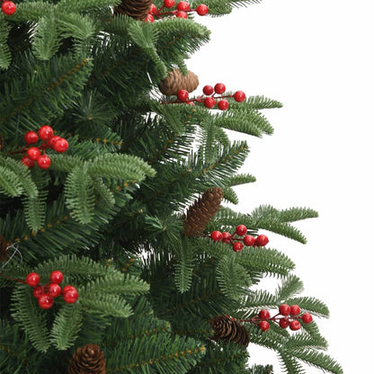 vidaXL Artificial Hinged Christmas Tree with Cones and Berries 210 cm - Green - 55348