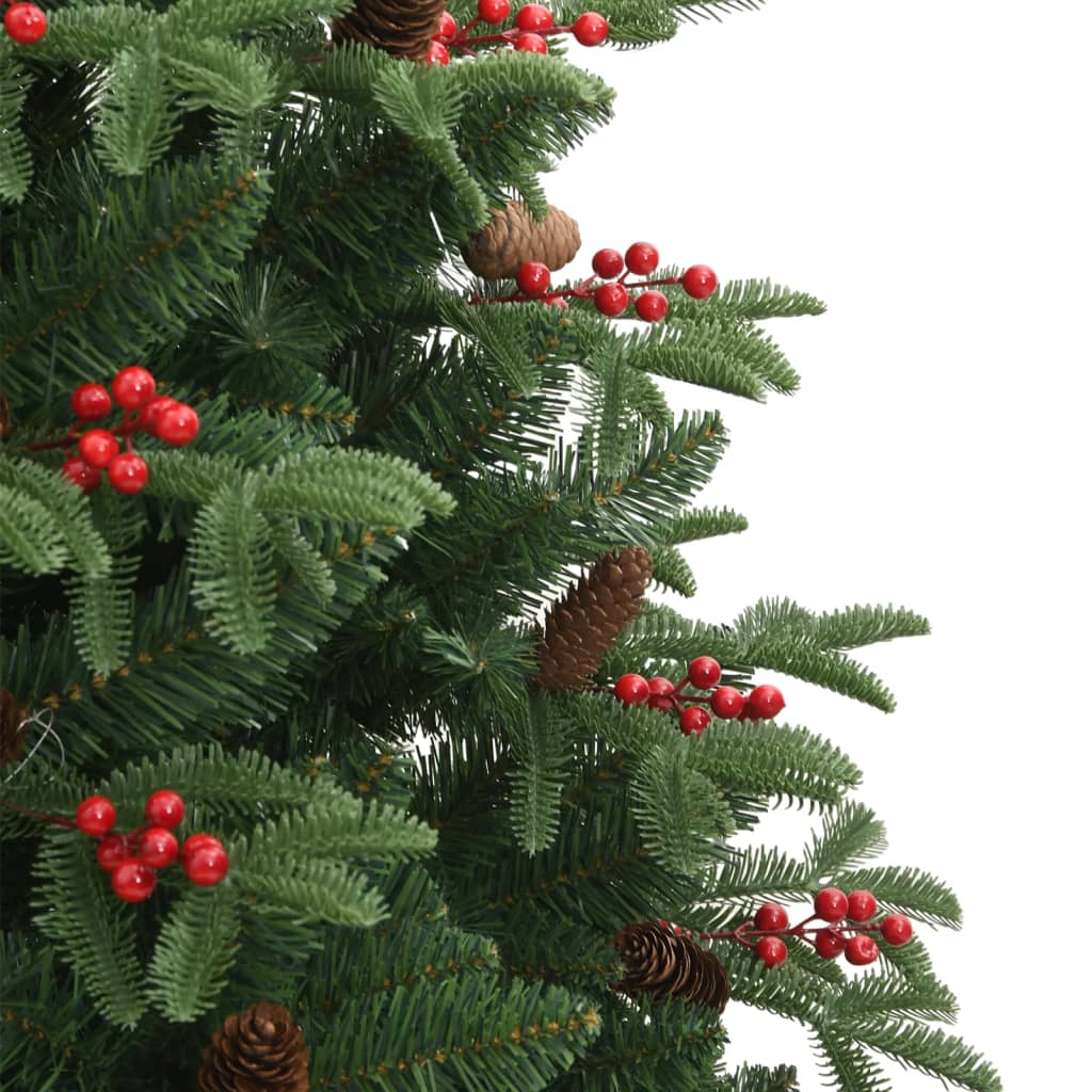 vidaXL Artificial Hinged Christmas Tree with Cones and Berries 240 cm - Green - 55349
