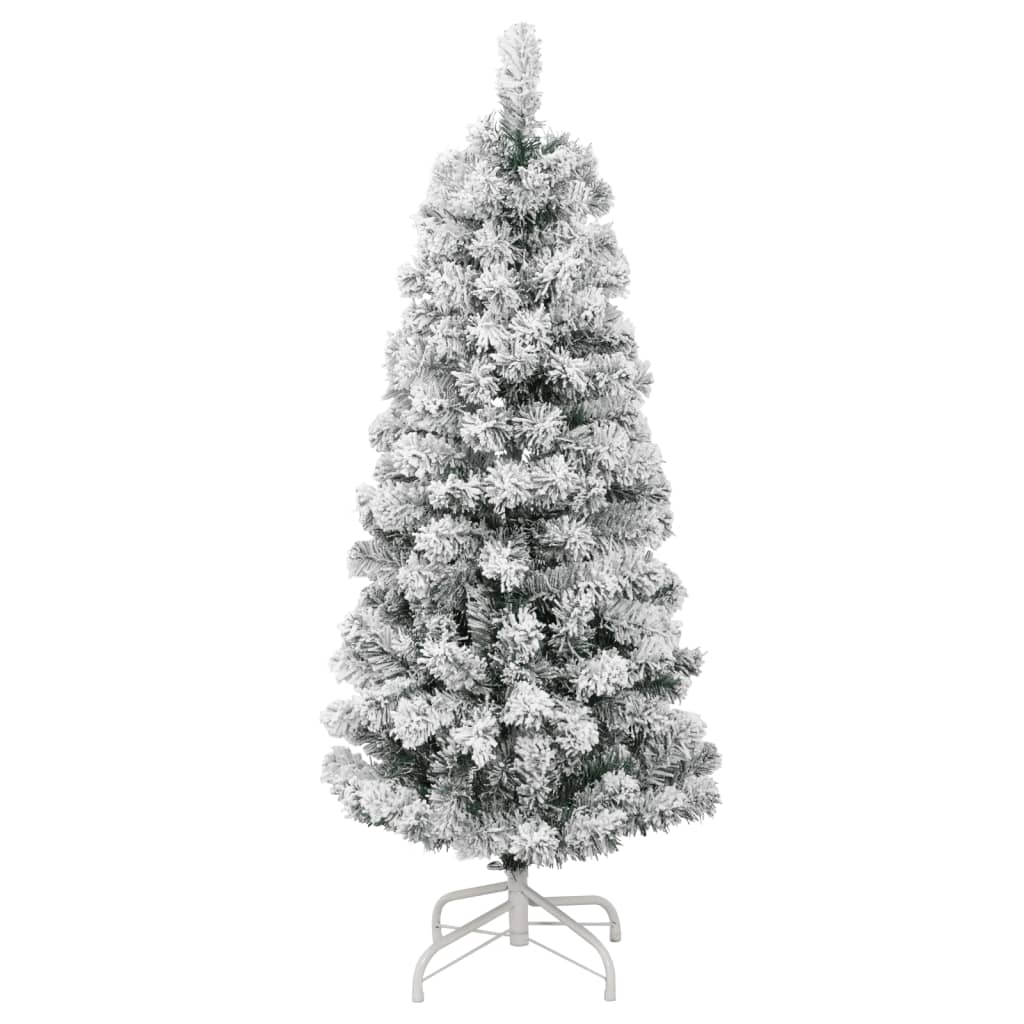 vidaXL Artificial Hinged Christmas Tree with Flocked Snow 120 cm - White - 55351