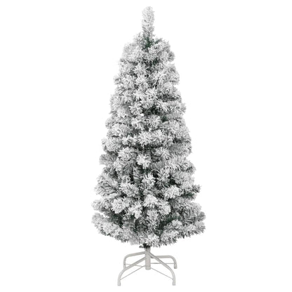 vidaXL Artificial Hinged Christmas Tree with Flocked Snow 120 cm - White - 55351