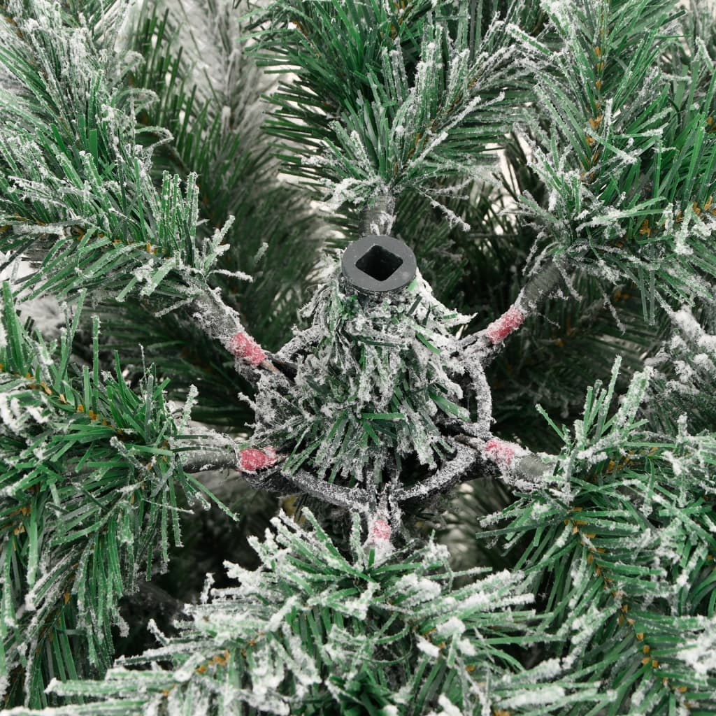 vidaXL Artificial Hinged Christmas Tree with Flocked Snow 120 cm - White - 55351