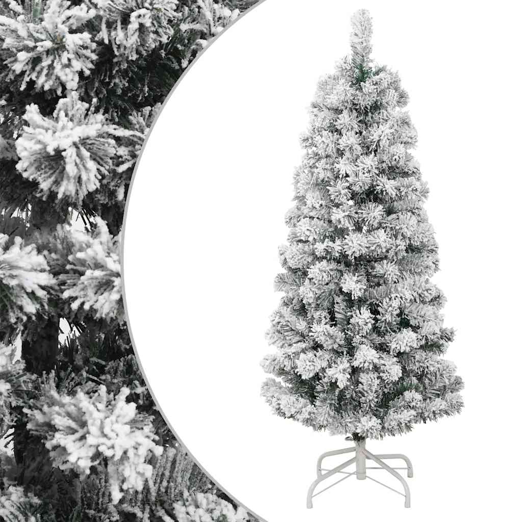 vidaXL Artificial Hinged Christmas Tree with Flocked Snow 150 cm - White