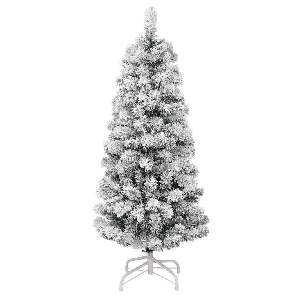 vidaXL Artificial Hinged Christmas Tree with Flocked Snow 150 cm - White