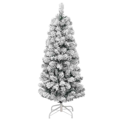 vidaXL Artificial Hinged Christmas Tree with Flocked Snow 150 cm - White