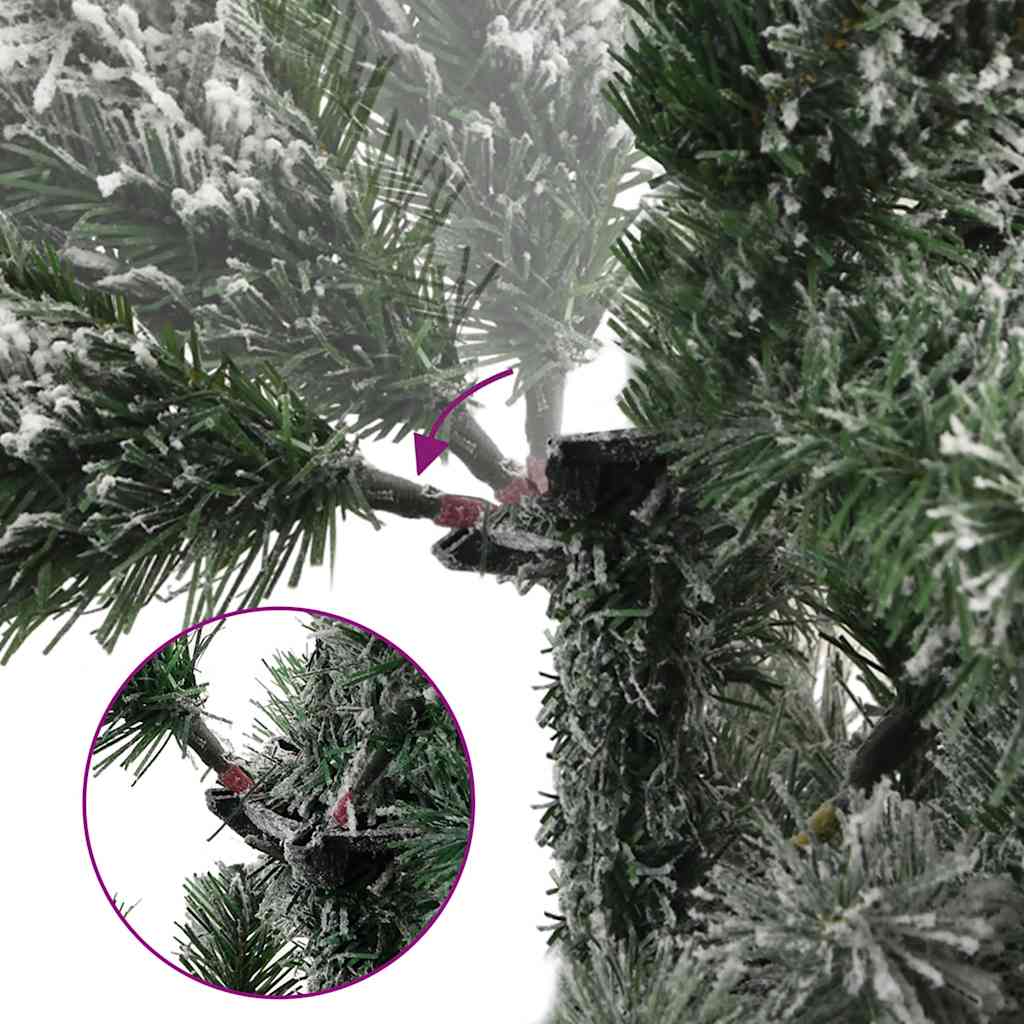 vidaXL Artificial Hinged Christmas Tree with Flocked Snow 180 cm - White - 55373