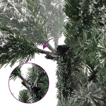 vidaXL Artificial Hinged Christmas Tree with Flocked Snow 180 cm - White - 55373