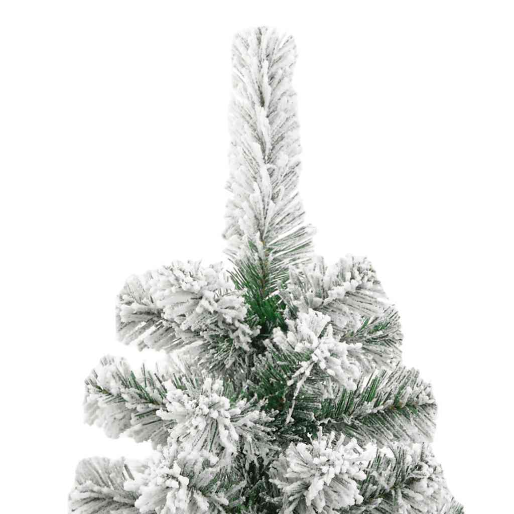 vidaXL Artificial Hinged Christmas Tree with Flocked Snow 180 cm - White - 55373