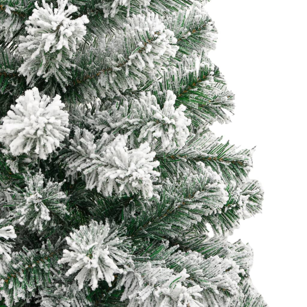vidaXL Artificial Hinged Christmas Tree with Flocked Snow 180 cm - White - 55373