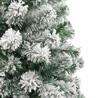 vidaXL Artificial Hinged Christmas Tree with Flocked Snow 180 cm - White - 55373
