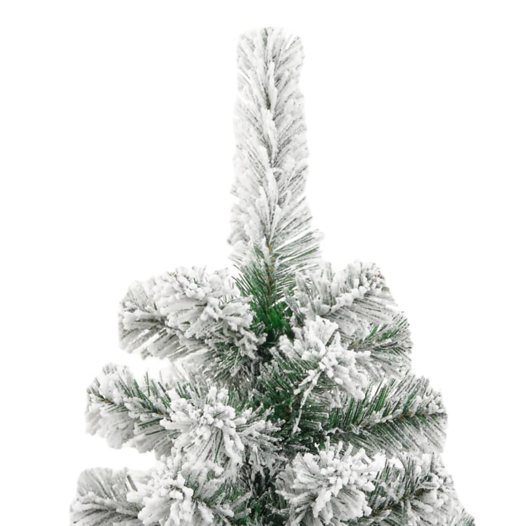 vidaXL Artificial Hinged Christmas Tree with Flocked Snow 210 cm - White - 55378
