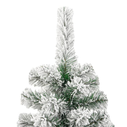 vidaXL Artificial Hinged Christmas Tree with Flocked Snow 210 cm - White - 55378