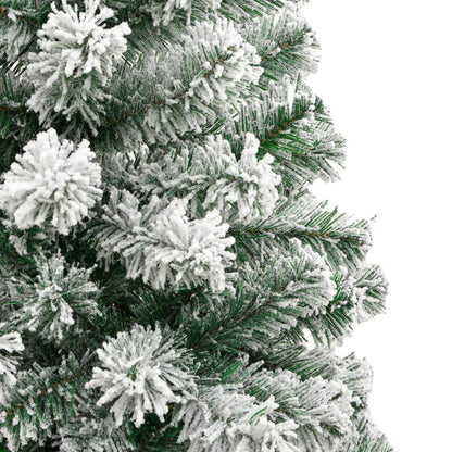 vidaXL Artificial Hinged Christmas Tree with Flocked Snow 210 cm - White - 55378