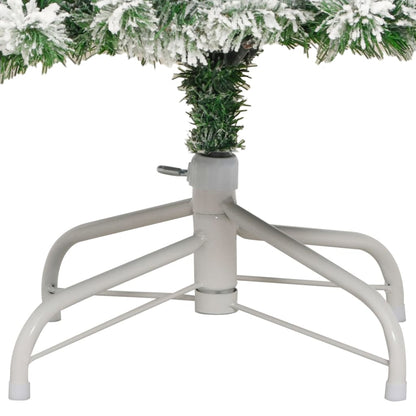 vidaXL Artificial Hinged Christmas Tree with Flocked Snow 210 cm - White - 55378