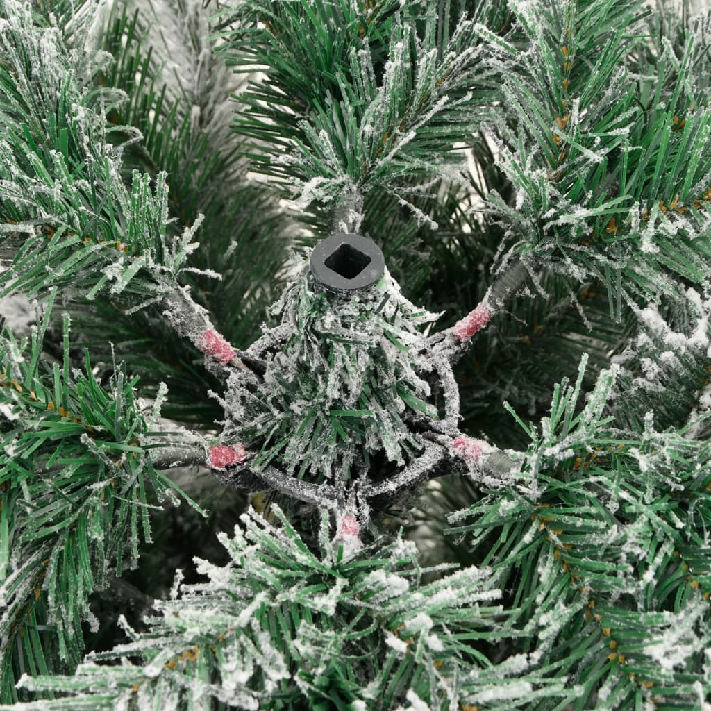 vidaXL Artificial Hinged Christmas Tree with Flocked Snow 210 cm - White - 55378