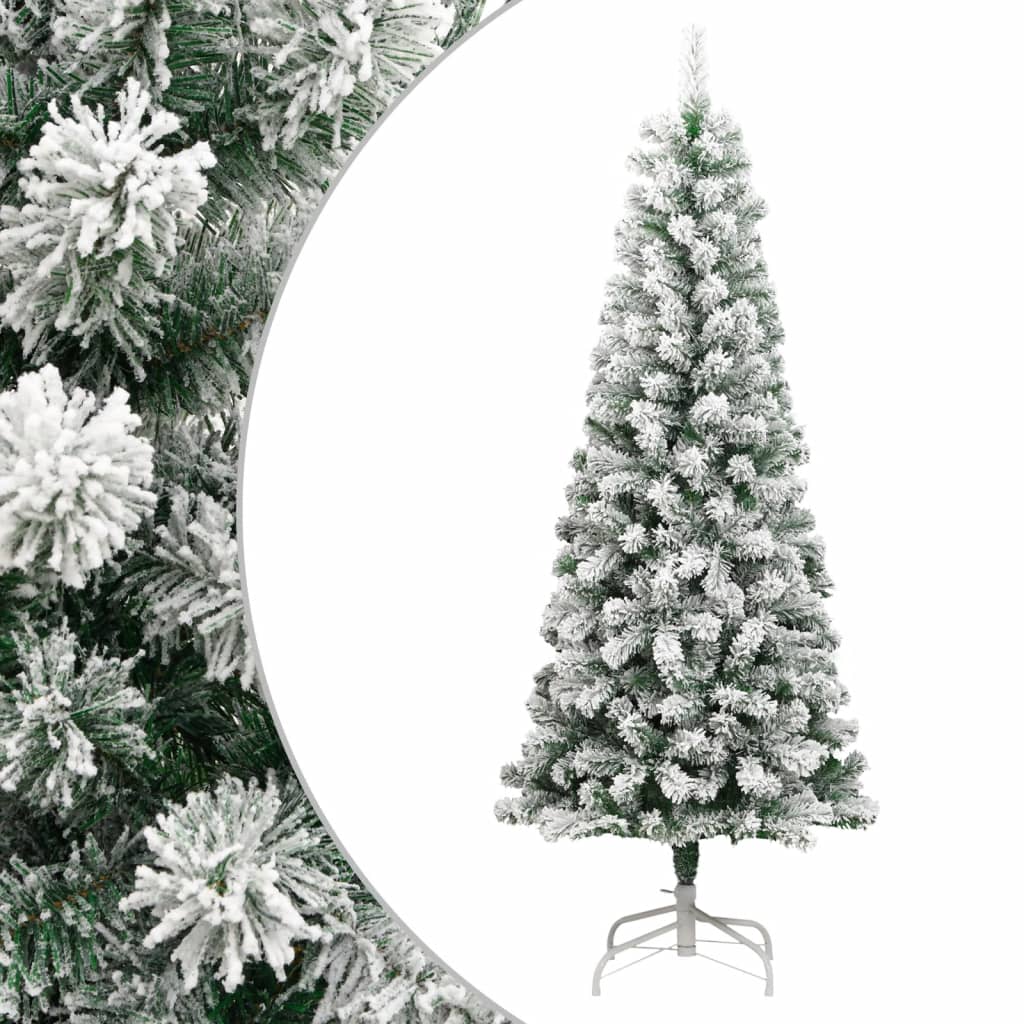 vidaXL Artificial Hinged Christmas Tree with Flocked Snow 240 cm - White