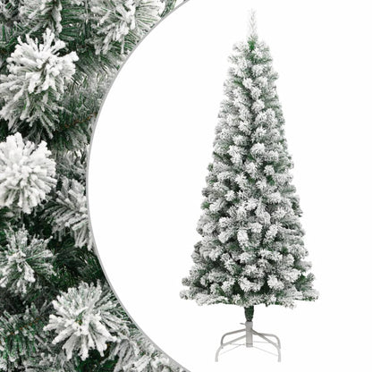 vidaXL Artificial Hinged Christmas Tree with Flocked Snow 240 cm - White