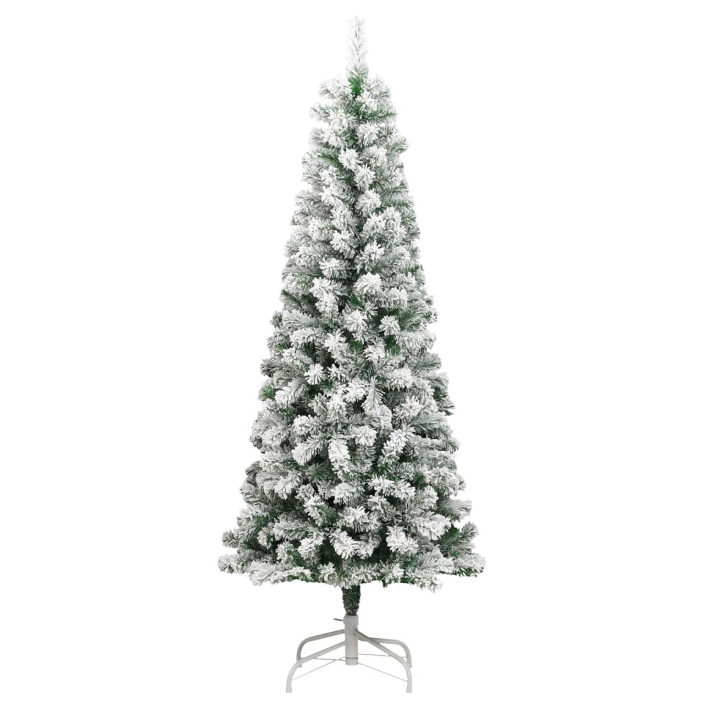 vidaXL Artificial Hinged Christmas Tree with Flocked Snow 240 cm - White