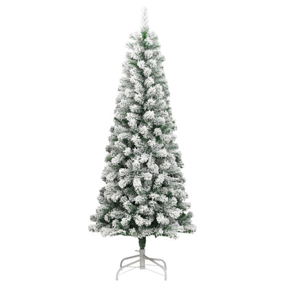 vidaXL Artificial Hinged Christmas Tree with Flocked Snow 240 cm - White