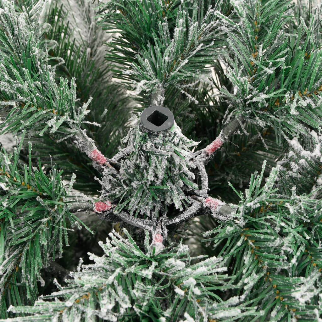 vidaXL Artificial Hinged Christmas Tree with Flocked Snow 240 cm - White
