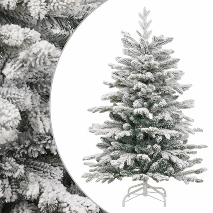 vidaXL Artificial Hinged Christmas Tree with Flocked Snow 120 cm - White - 55388