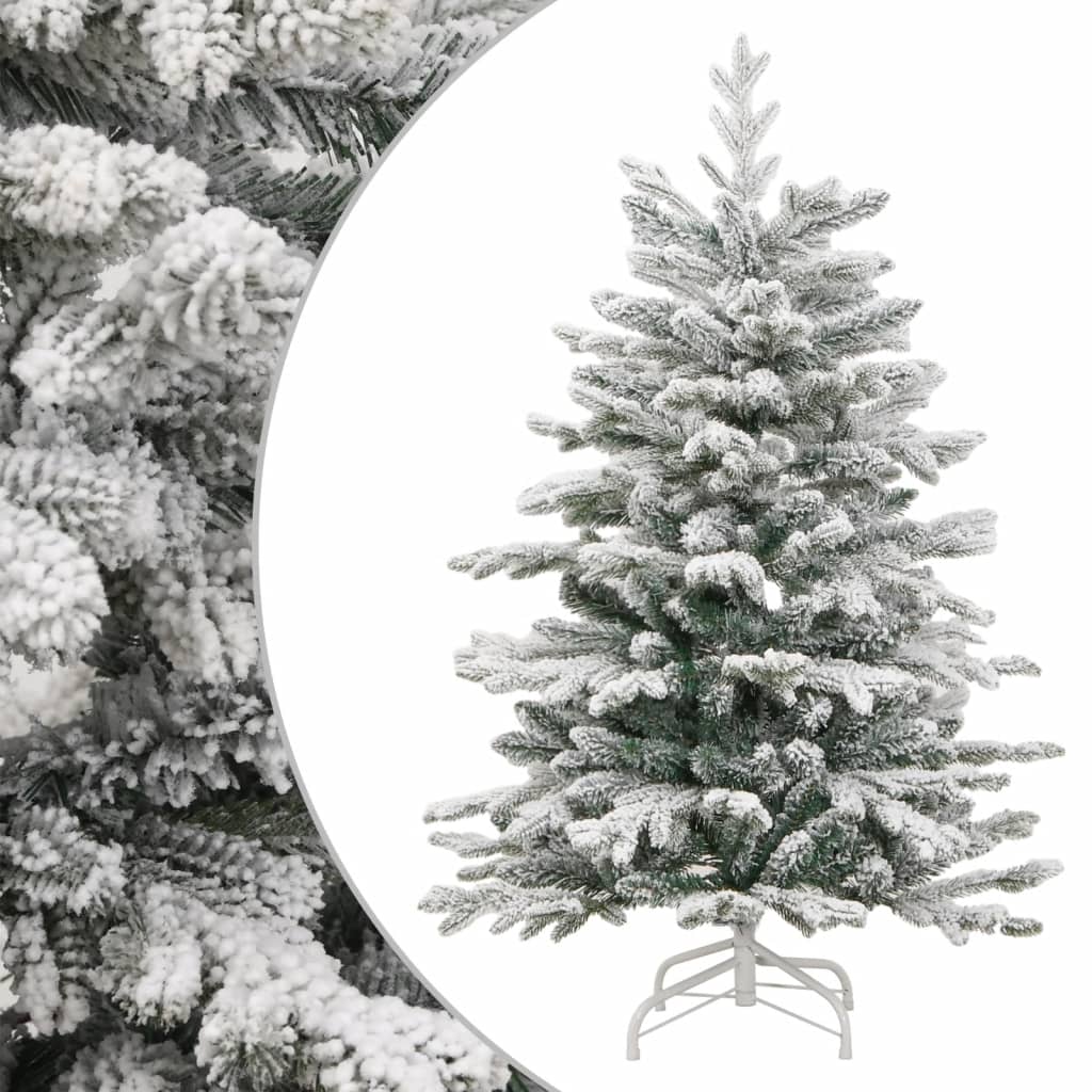 vidaXL Artificial Hinged Christmas Tree with Flocked Snow 150 cm - White - 55397