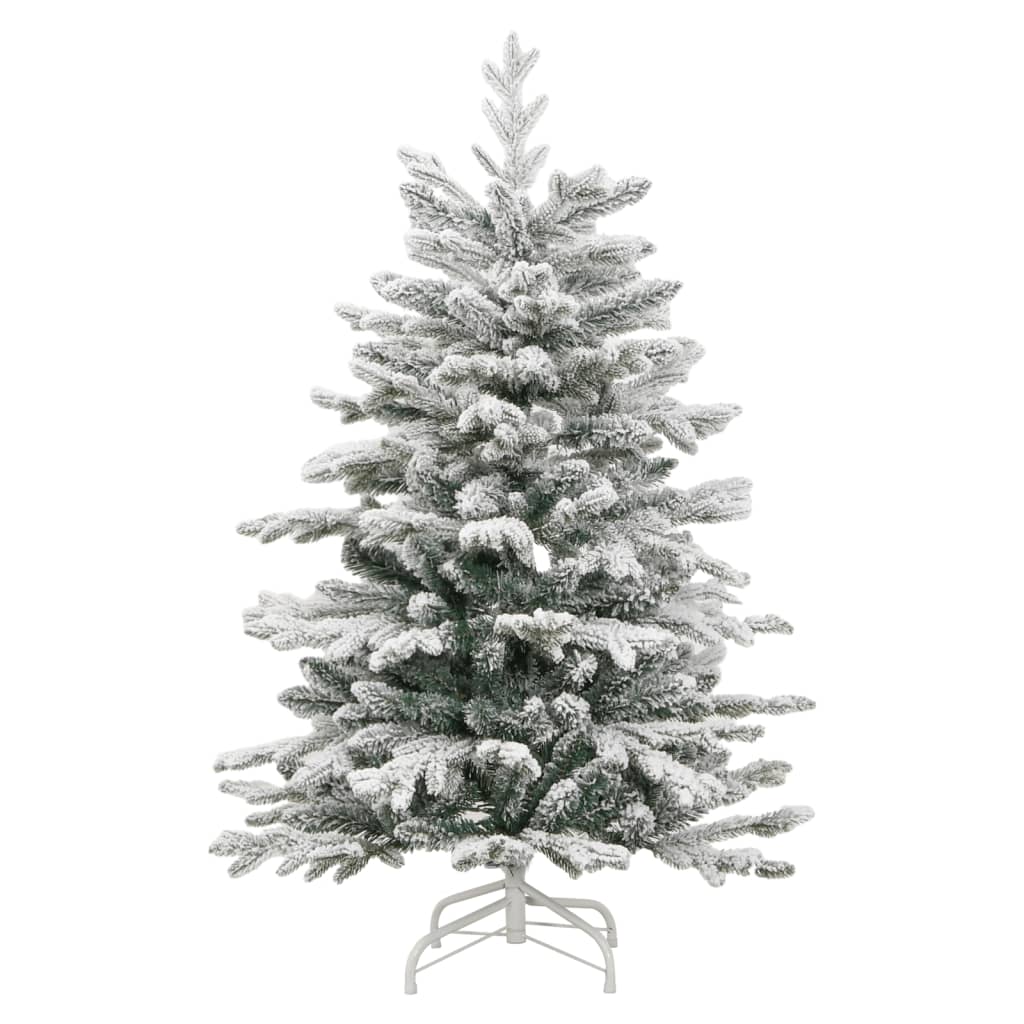 vidaXL Artificial Hinged Christmas Tree with Flocked Snow 150 cm - White - 55397