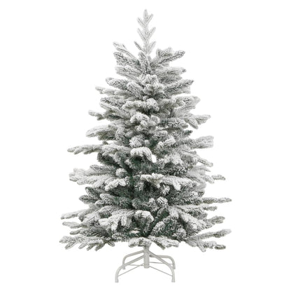 vidaXL Artificial Hinged Christmas Tree with Flocked Snow 150 cm - White - 55397