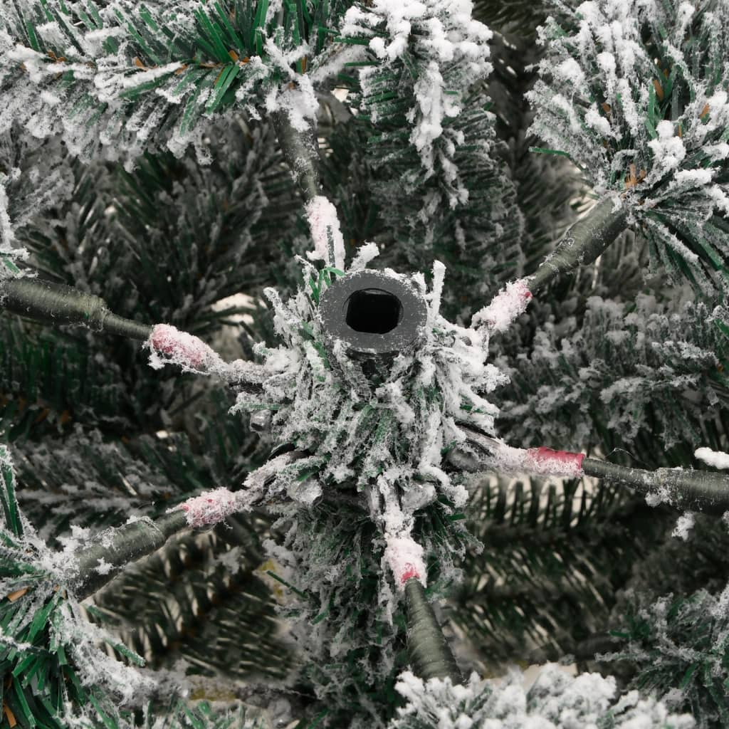 vidaXL Artificial Hinged Christmas Tree with Flocked Snow 150 cm - White - 55397