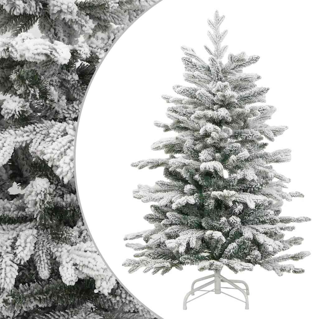 vidaXL Artificial Hinged Christmas Tree with Flocked Snow 180 cm - White - 55402