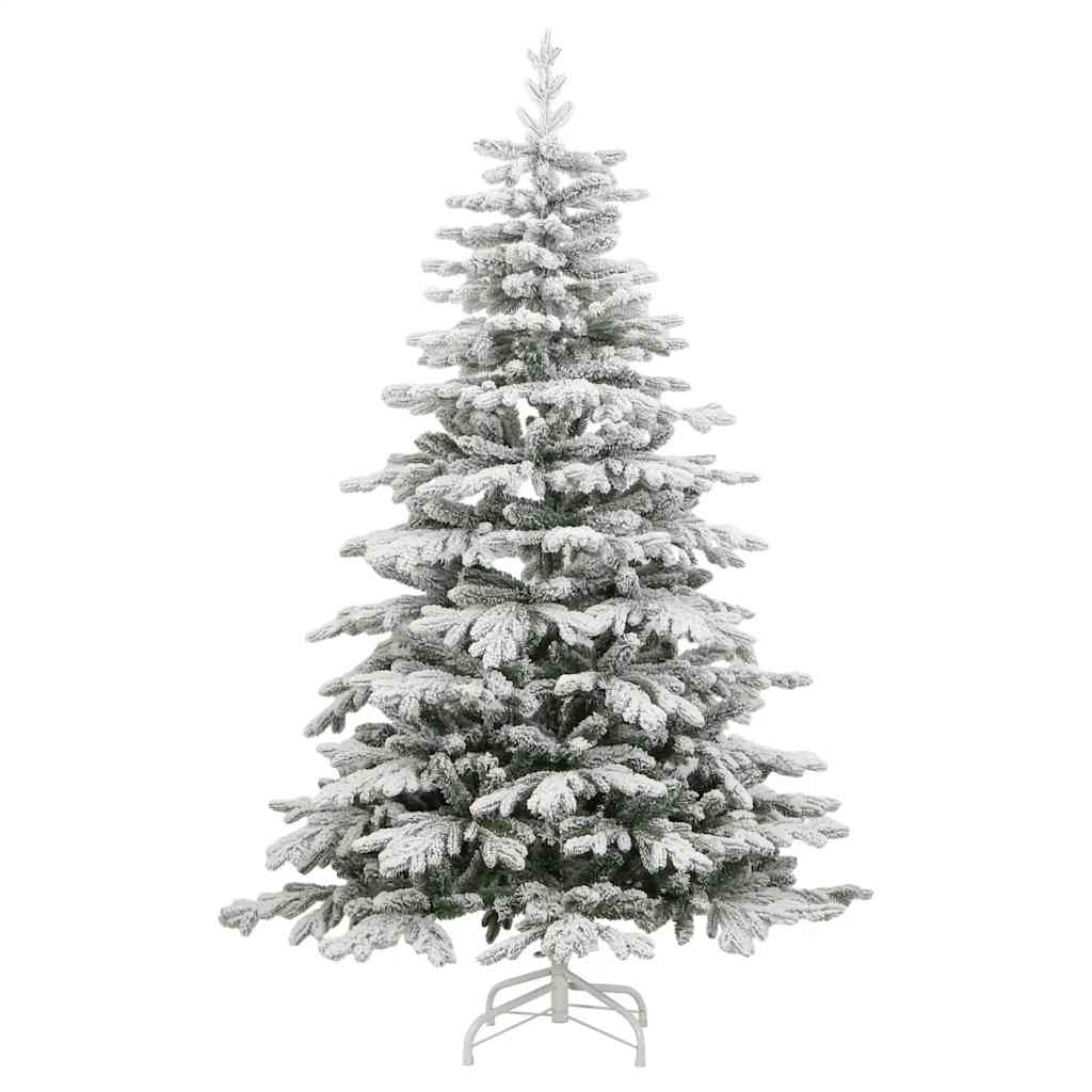 vidaXL Artificial Hinged Christmas Tree with Flocked Snow 180 cm - White - 55402