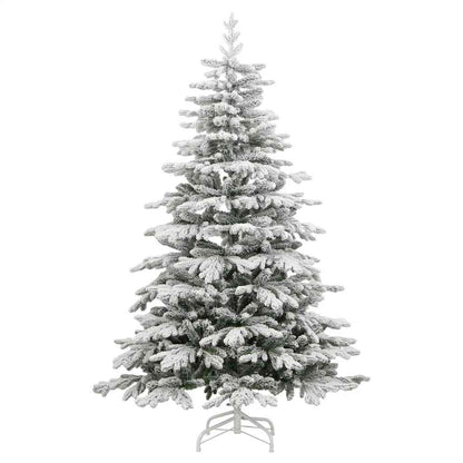 vidaXL Artificial Hinged Christmas Tree with Flocked Snow 180 cm - White - 55402