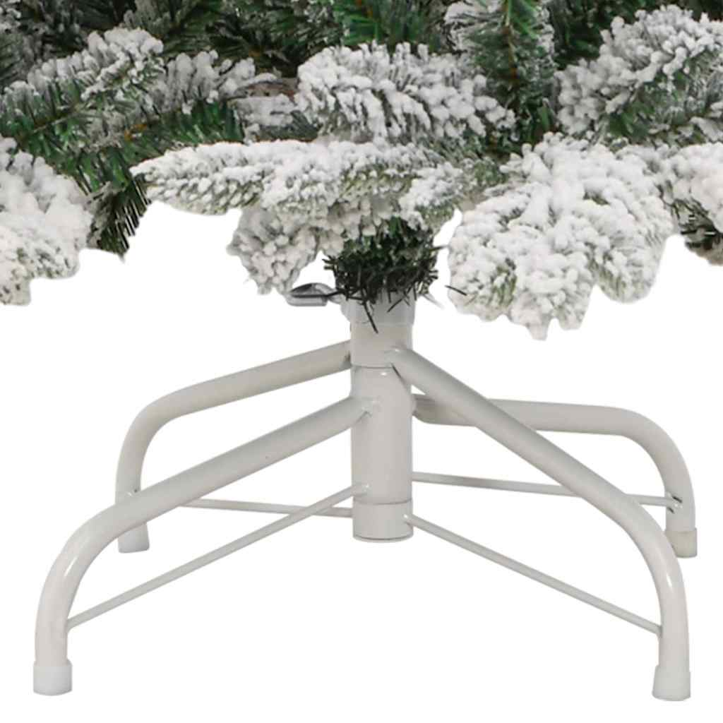 vidaXL Artificial Hinged Christmas Tree with Flocked Snow 180 cm - White - 55402