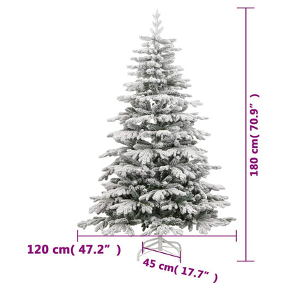 vidaXL Artificial Hinged Christmas Tree with Flocked Snow 180 cm - White - 55402