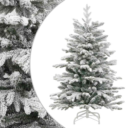 vidaXL Artificial Hinged Christmas Tree with Flocked Snow 210 cm - White - 55405