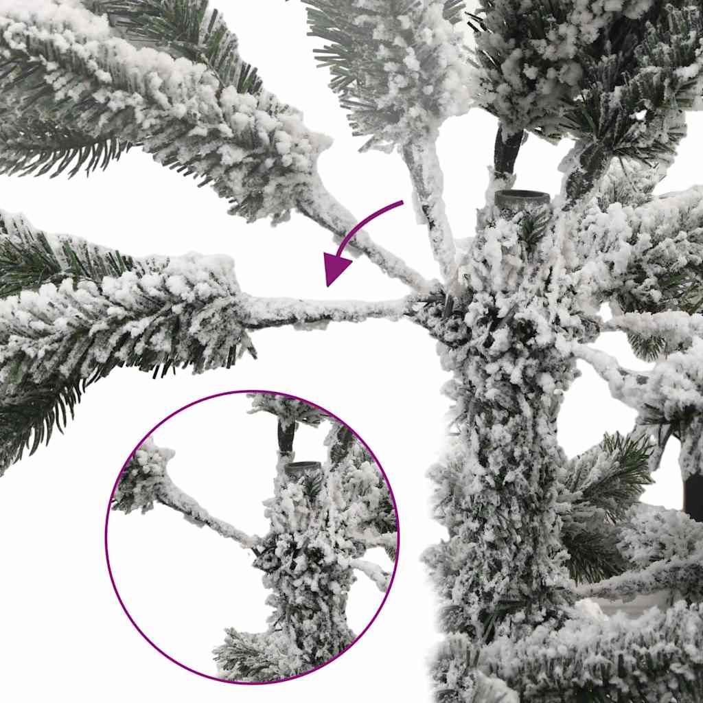 vidaXL Artificial Hinged Christmas Tree with Flocked Snow 210 cm - White - 55405