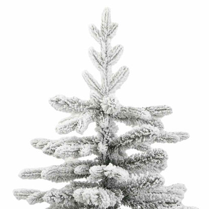 vidaXL Artificial Hinged Christmas Tree with Flocked Snow 210 cm - White - 55405