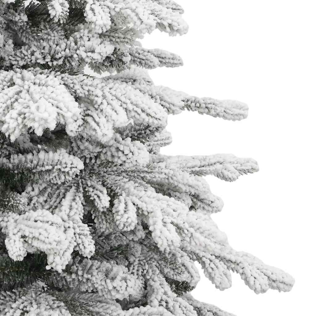 vidaXL Artificial Hinged Christmas Tree with Flocked Snow 210 cm - White - 55405