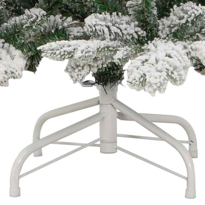 vidaXL Artificial Hinged Christmas Tree with Flocked Snow 210 cm - White - 55405