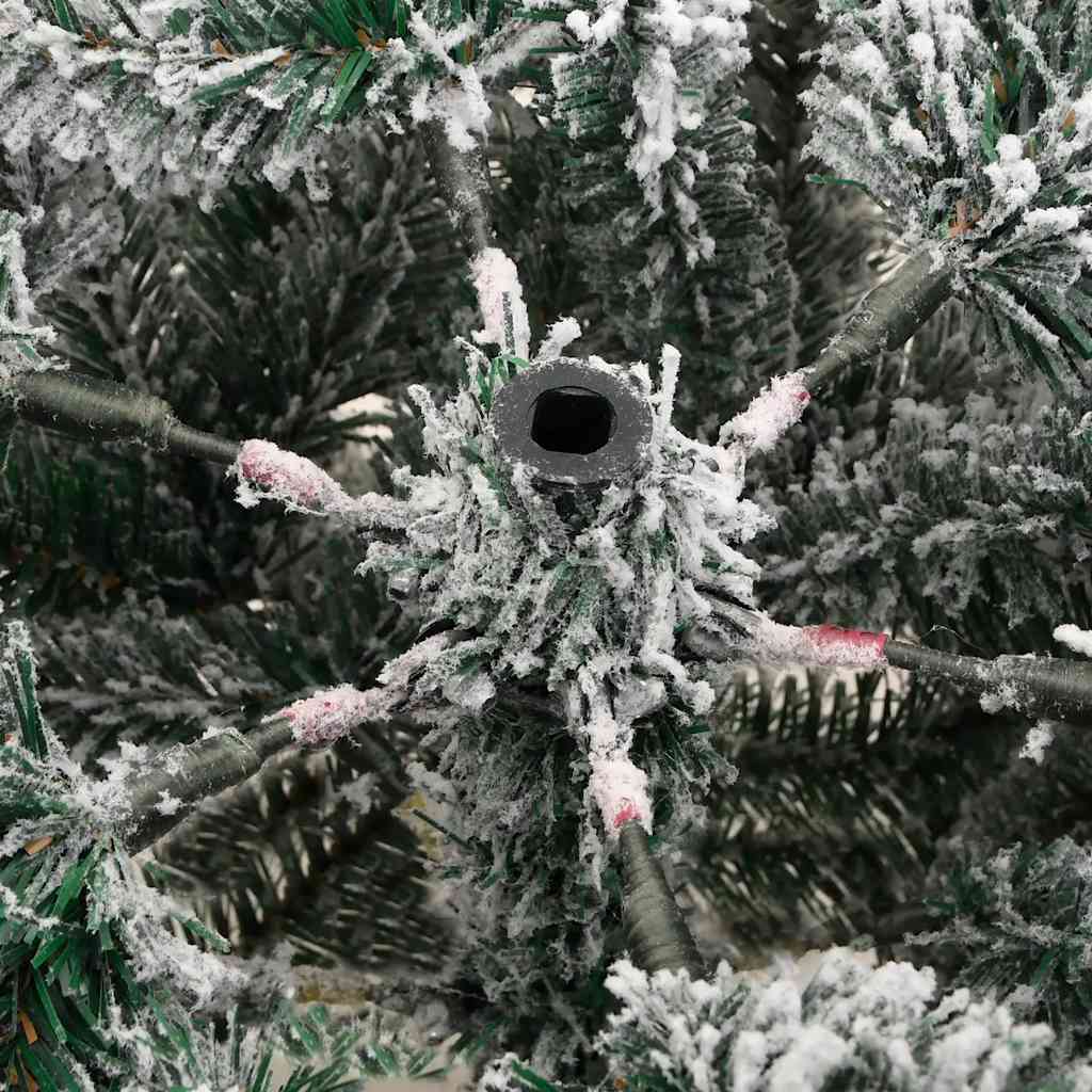 vidaXL Artificial Hinged Christmas Tree with Flocked Snow 210 cm - White - 55405
