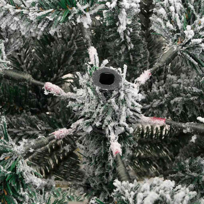 vidaXL Artificial Hinged Christmas Tree with Flocked Snow 210 cm - White - 55405