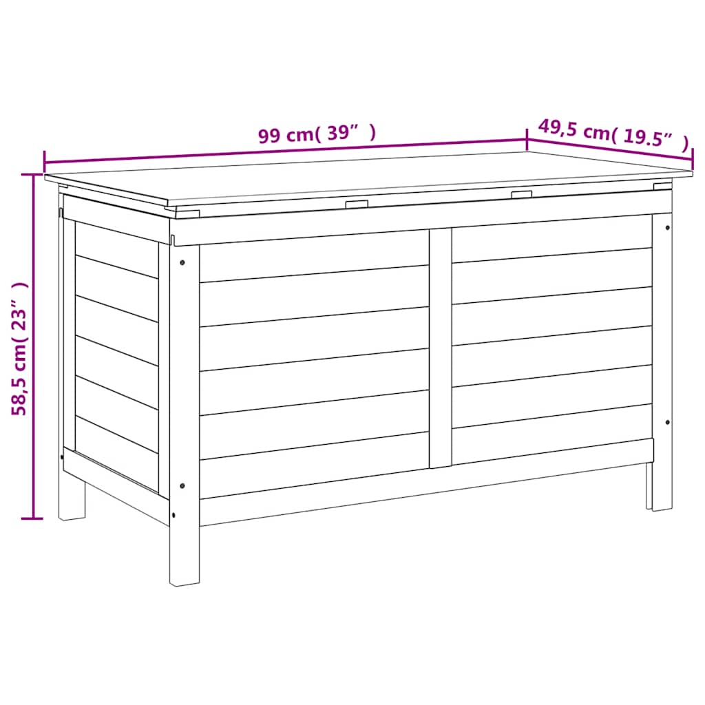 vidaXL Garden Storage Box Anthracite 99x49.5x58.5 cm Solid Wood Fir