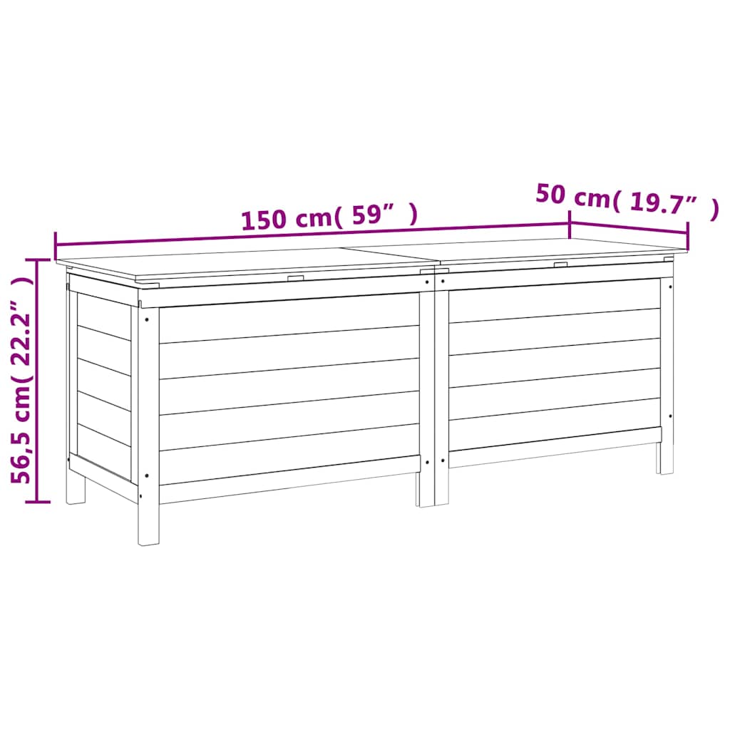 vidaXL Garden Storage Box White 150x50x56.5 cm Solid Wood Fir