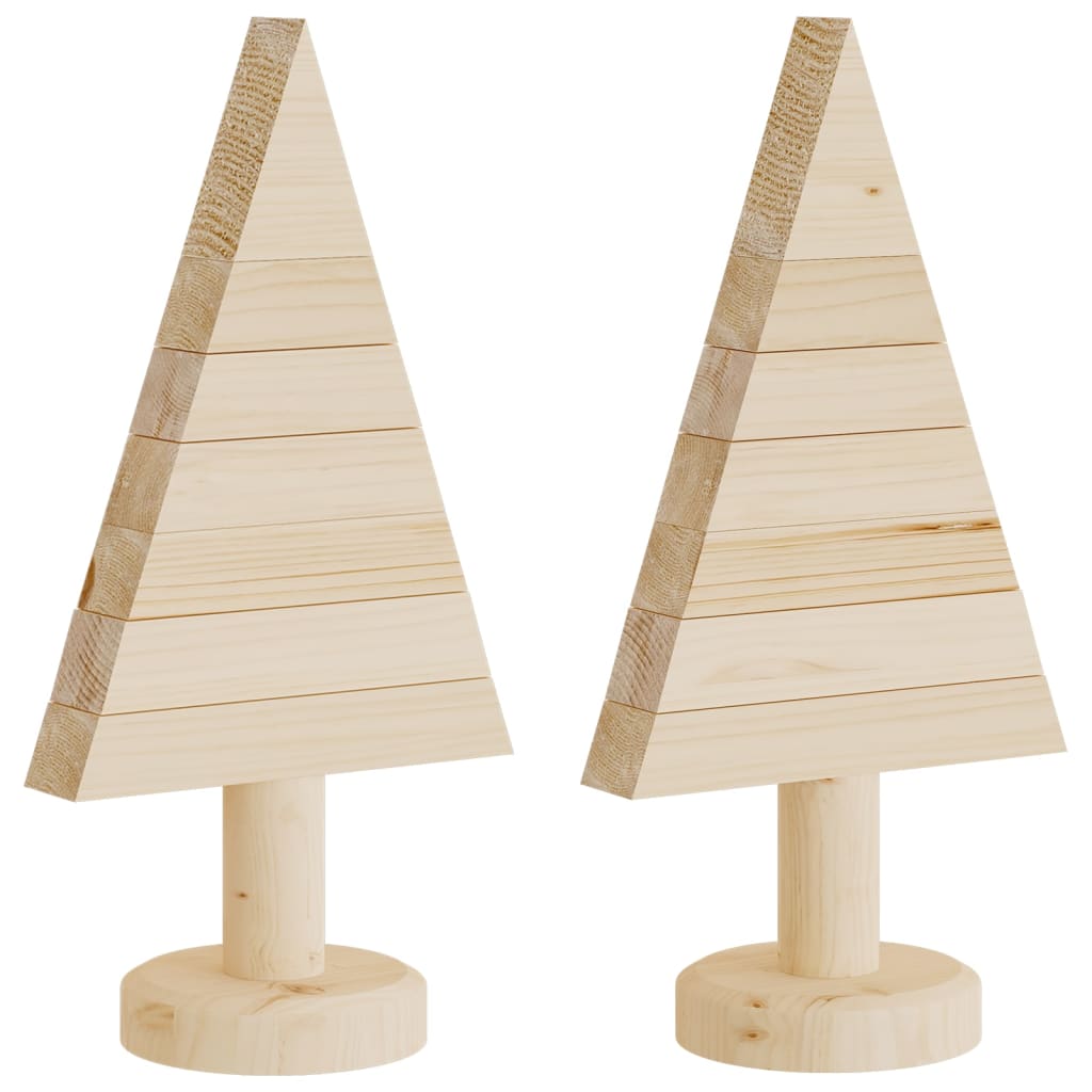 vidaXL Wooden Christmas Trees for Decoration 2 pcs 30 cm Solid Wood Pine - Brown