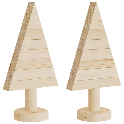 vidaXL Wooden Christmas Trees for Decoration 2 pcs 30 cm Solid Wood Pine - Brown