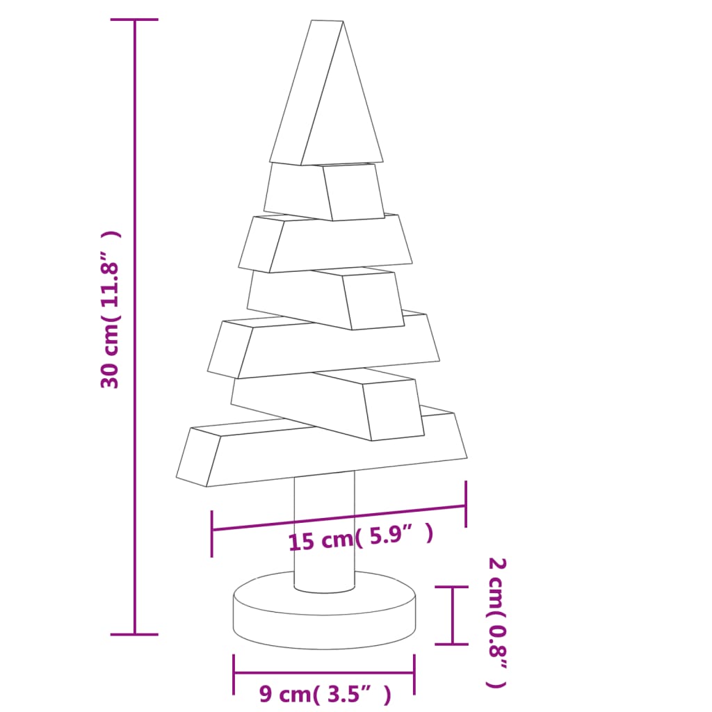 vidaXL Wooden Christmas Trees for Decoration 2 pcs 30 cm Solid Wood Pine - Brown