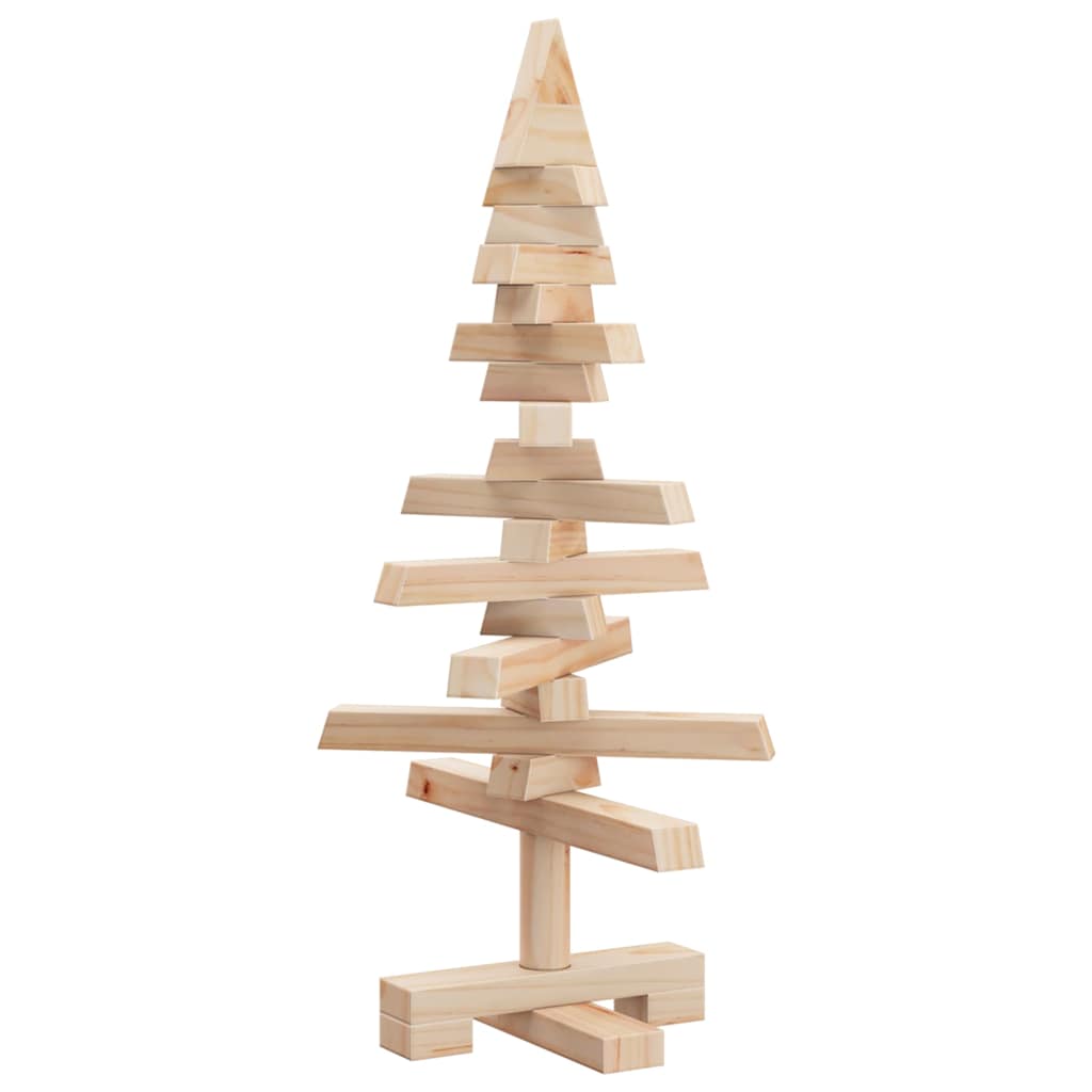 vidaXL Wooden Christmas Tree Solid Pine Wood Natural with Unfinished - Brown - 60 cm