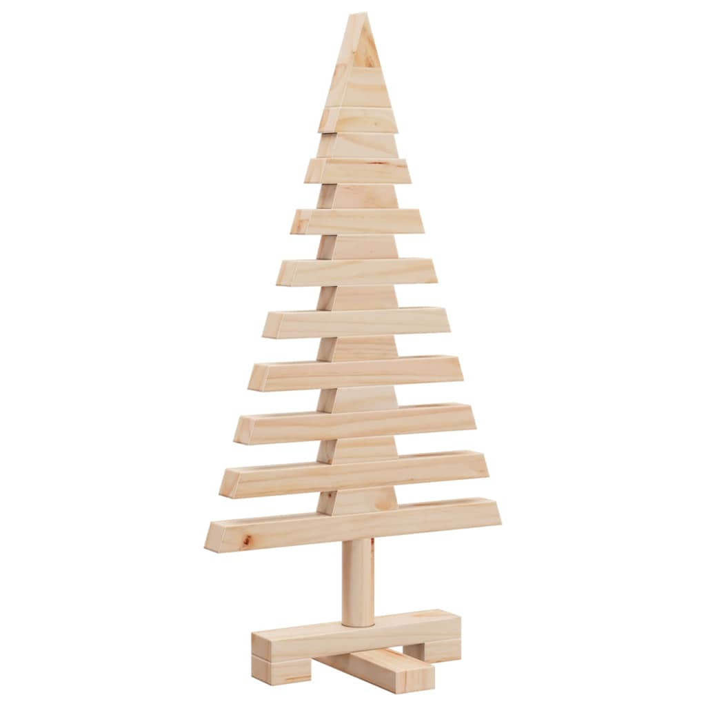 vidaXL Wooden Christmas Tree Solid Pine Wood Natural with Unfinished - Brown - 60 cm