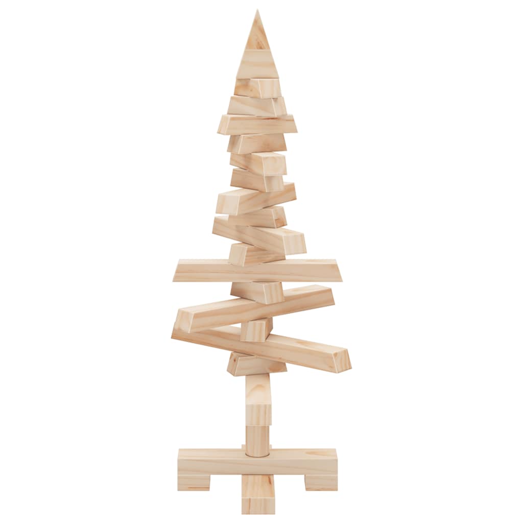 vidaXL Wooden Christmas Tree Solid Pine Wood Natural with Unfinished - Brown - 60 cm