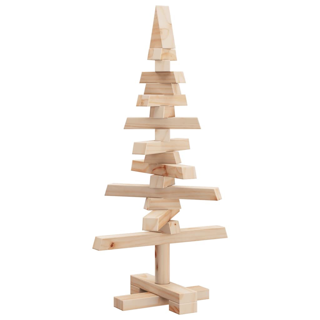 vidaXL Wooden Christmas Tree Solid Pine Wood Natural with Unfinished - Brown - 60 cm