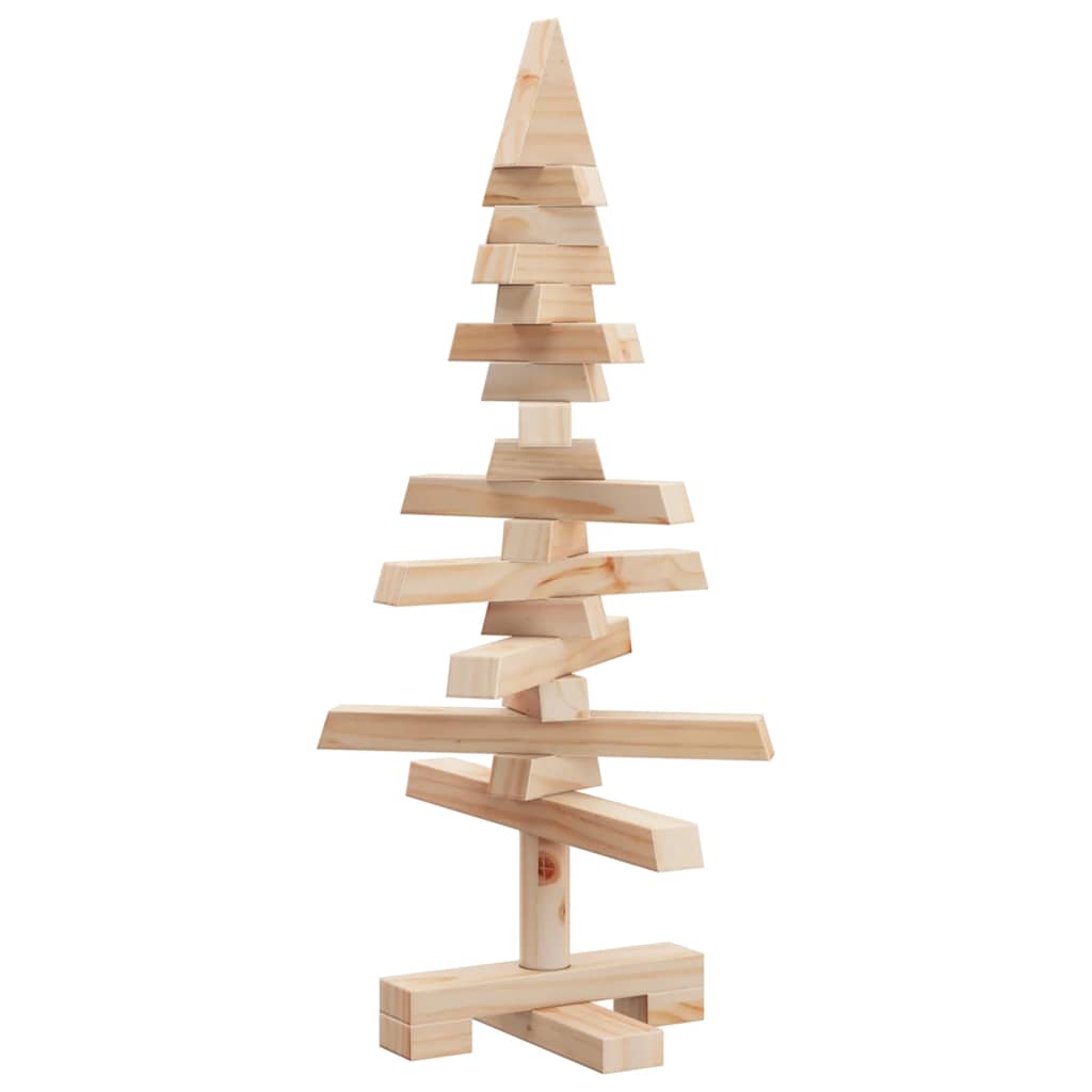 vidaXL Wooden Christmas Tree Solid Pine Wood Natural with Unfinished - Brown - 60 cm